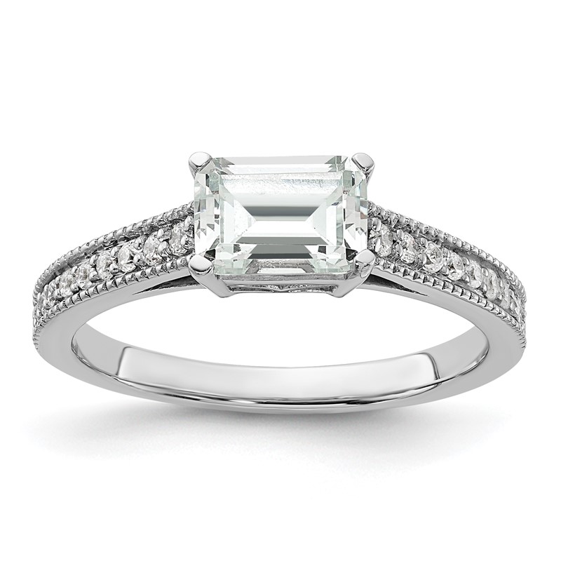 14K White Gold Lab Grown Dia. VS/SI+ G+ Emerald Semi-Mnt. East/West