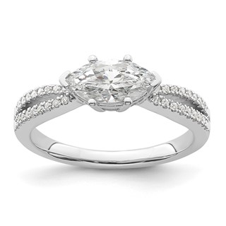 14k White Gold East West (Holds 3/4 carat (9.2x5.00mm) Marquise Center) 1/8 carat Diamond Semi-Mount Engagement Ring