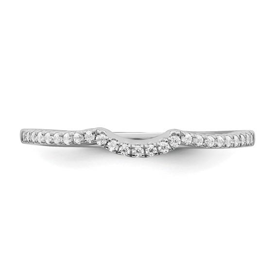 14k White Gold 1/8 carat Diamond Contoured Complete Wedding Band