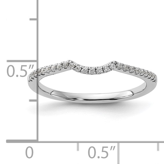 14k White Gold 1/8 carat Diamond Contoured Complete Wedding Band