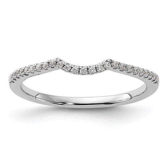 14k White Gold 1/8 carat Diamond Contoured Complete Wedding Band