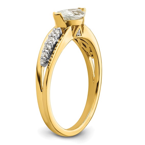 14k East West (Holds 3/4 carat (9.2x5.00mm) Marquise Center) 1/8 carat Diamond Semi-Mount Engagement Ring
