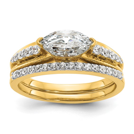14k East West (Holds 3/4 carat (9.2x5.00mm) Marquise Center) 1/8 carat Diamond Semi-Mount Engagement Ring