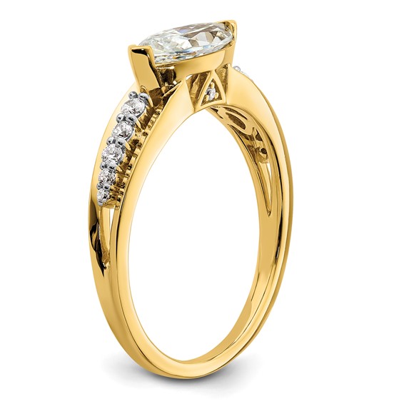 14k East West (Holds 1 carat (10.5x5.6mm) Marquise Center) 1/6 carat Diamond Semi-Mount Engagement Ring