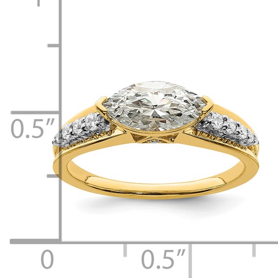 14k East West (Holds 1 carat (10.5x5.6mm) Marquise Center) 1/6 carat Diamond Semi-Mount Engagement Ring