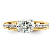 14K Two-tone 0.17 Carat Lab Grown Diamond VS SI+ G+ 1 Carat Center Oval Semi Mount Engagement Ring view 5