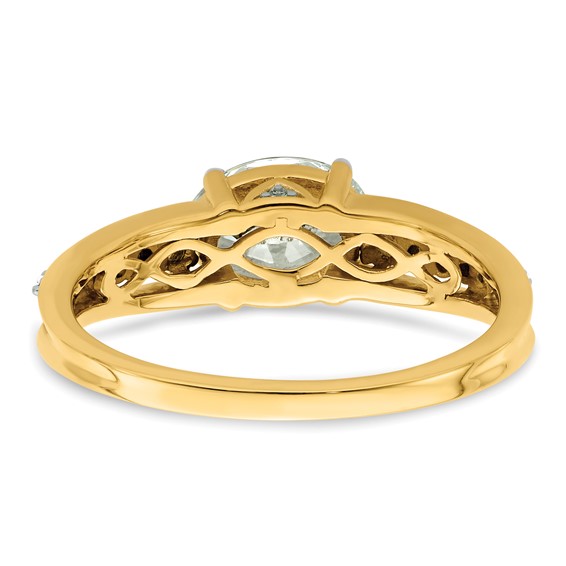 14k Two-tone 1/6 carat Lab Grown Diamond VS/SI+ G+ 1 carat Center Oval Semi Mount Engagement Ring