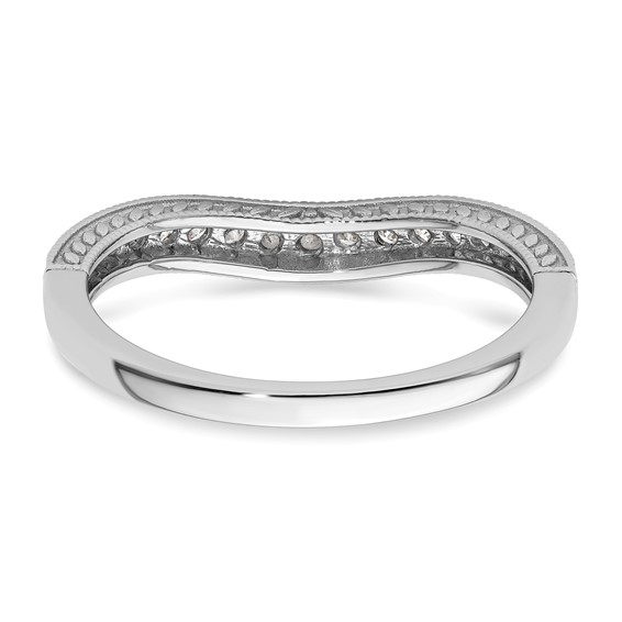 14k White Gold 1/4 carat Diamond Contoured Complete Wedding Band