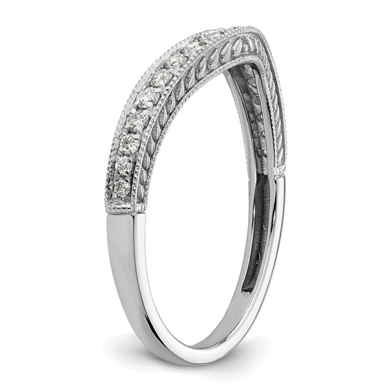 14k White Gold 1/4 carat Diamond Contoured Complete Wedding Band