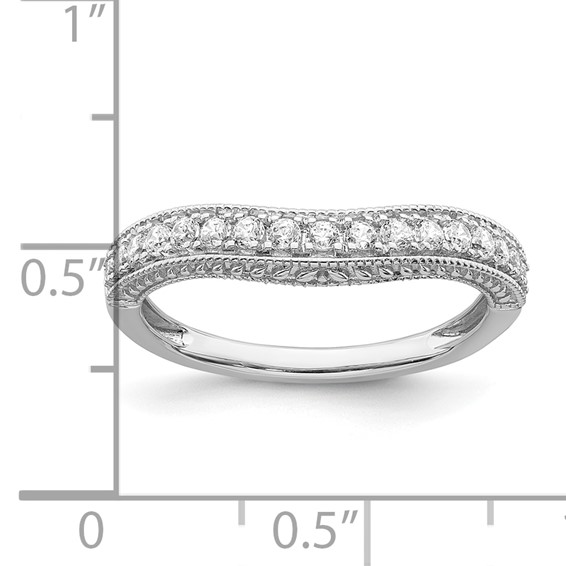 14k White Gold 1/4 carat Diamond Contoured Complete Wedding Band
