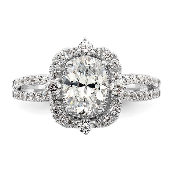 14k White Gold Vintage Halo (Holds 1 carat (8.0x6.1mm) Oval Center) 5/8 carat Diamond Semi-Mount Engagement Ring