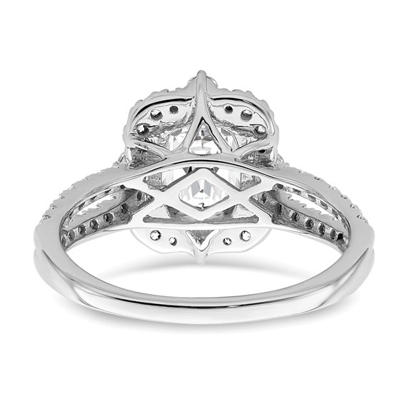 14k White Gold Vintage Halo (Holds 1 carat (8.0x6.1mm) Oval Center) 5/8 carat Diamond Semi-Mount Engagement Ring