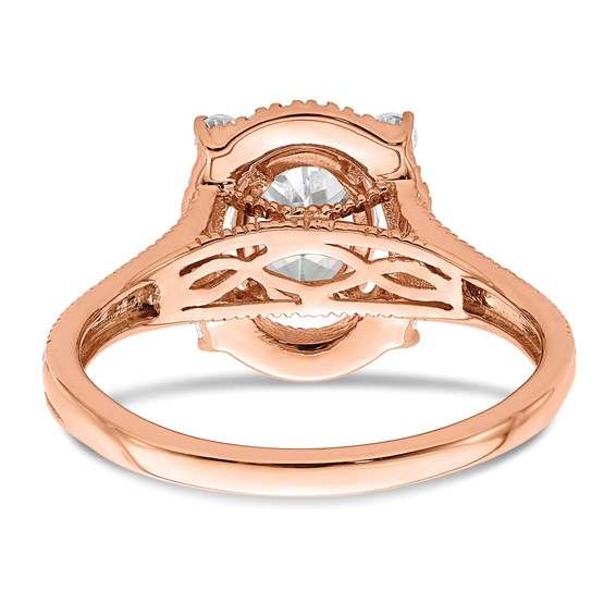 14k Rose Gold Vintage Halo (Holds 1 carat (8.0x6.1mm) Oval Center) 3/8 carat Diamond Semi-Mount Engagement Ring