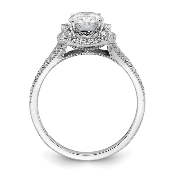 14k White Gold Vintage 1ct Oval Halo Dia Semi-Mount Ring