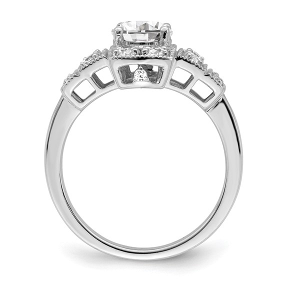 14k White Gold Art Deco (Holds 5/8 carat (5.6mm) Round Center) 1/3 carat Diamond Semi-mount Engagement Ring