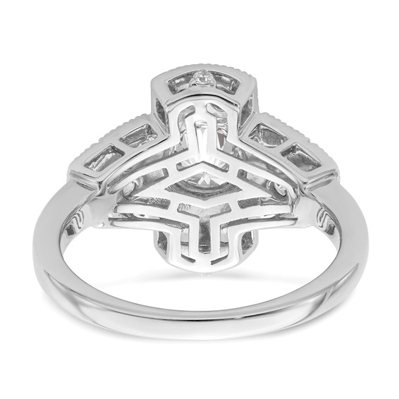 14k White Gold Art Deco (Holds 5/8 carat (5.6mm) Round Center) 1/3 carat Diamond Semi-mount Engagement Ring