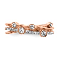 14K Rose Gold 0.25 Carat Lab Grown Diamond VS SI+ G+ Complete Criss Cross Ring view 4