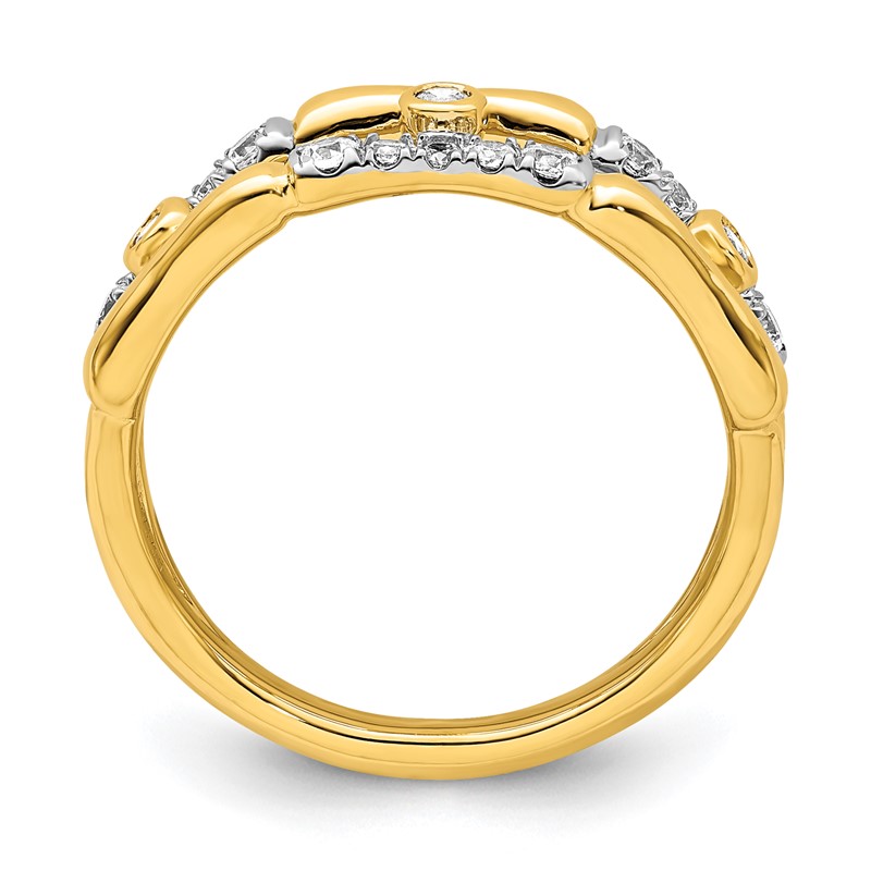 14K Lab Grown Diamond  VS/SI+ G+ Bezel Cluster Split Band Ring