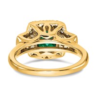 14K Yellow Gold 0.38 Carat Lab Grown Diamond VS SI+ G+ and Lab Created Emerald Complete Fashion Halo Ring view 5