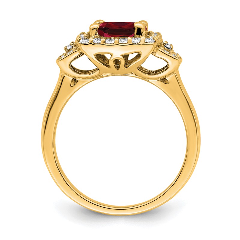 14K Lab Grown Dia. VS/SI+ G+ Lab Created Ruby Halo Ring