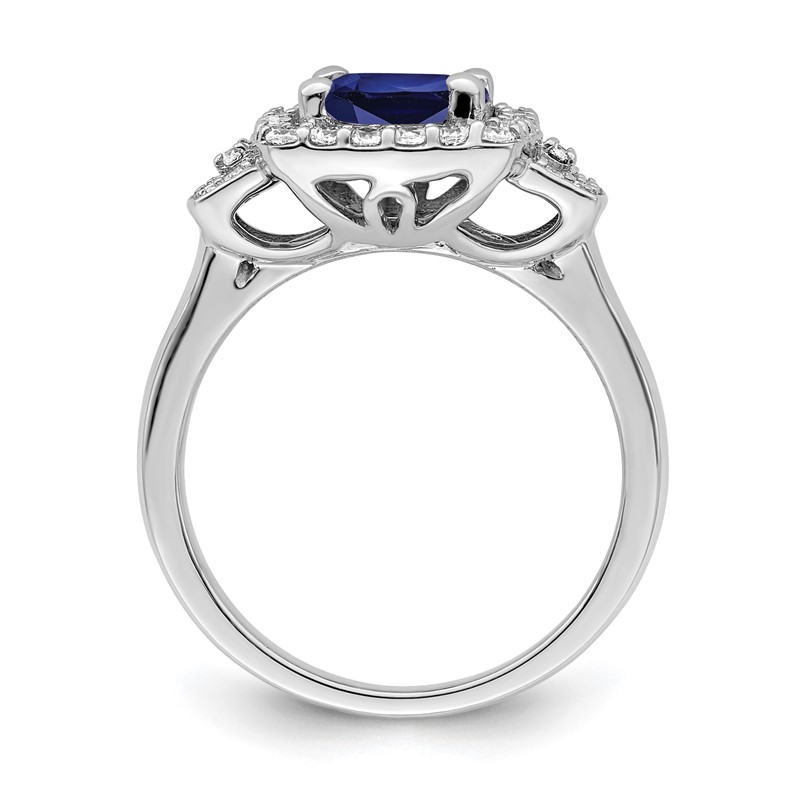 14K White Gold Lab Grown Dia. VS/SI+ G+ Lab Created Sapphire Halo Ri