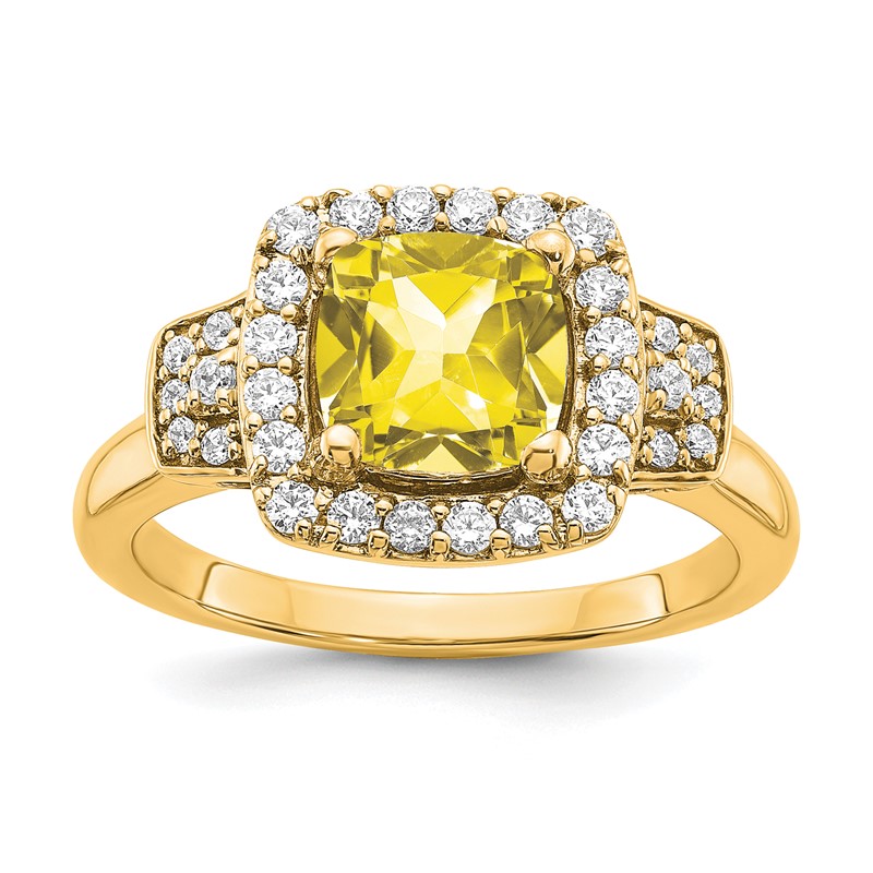 14K White Gold Lab Grown Dia. VS/SI+ G+ Lab Crtd Ylw Sapph Halo Ring