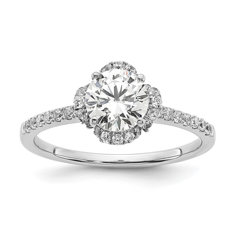 14K White Gold Lab Grown Diamond VS/SI+ G+ Round Semi-Mount Eng. Rin