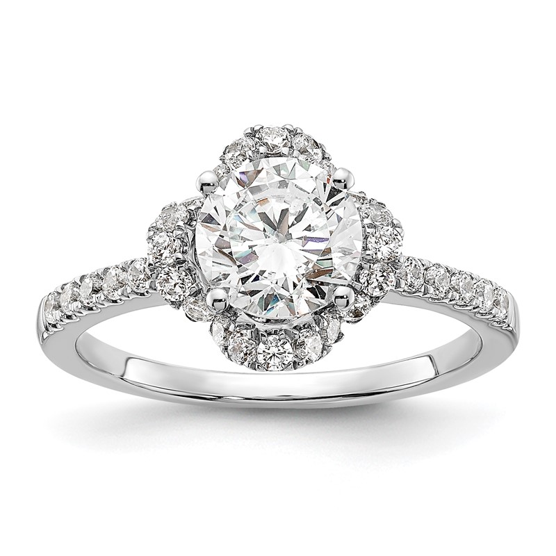 14K White Gold Lab Grown Diamond VS/SI+ G+ Round Semi-Mount Eng. Rin