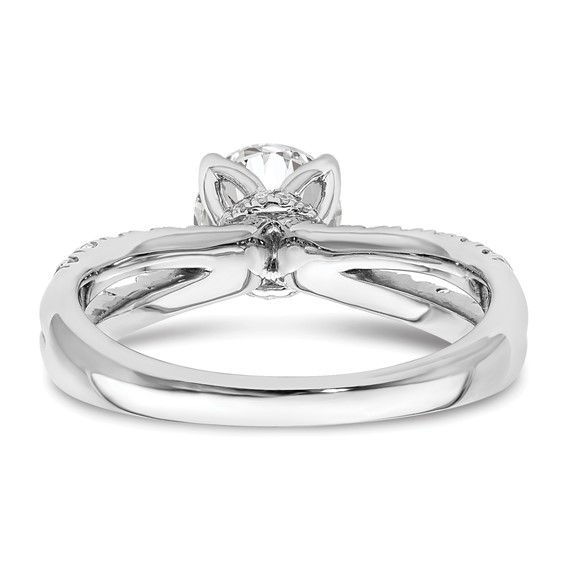 14k White Gold 5/8 carat Lab Grown Diamond VS/SI+ G+ 1 carat Center Round Semi Mount Engagement Ring