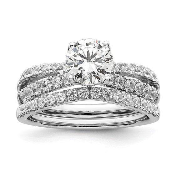 14k White Gold 5/8 carat Lab Grown Diamond VS/SI+ G+ 1 carat Center Round Semi Mount Engagement Ring
