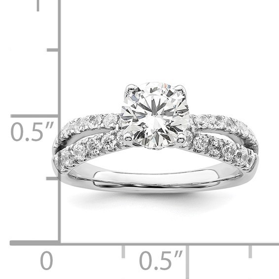 14k White Gold 5/8 carat Lab Grown Diamond VS/SI+ G+ 1 carat Center Round Semi Mount Engagement Ring
