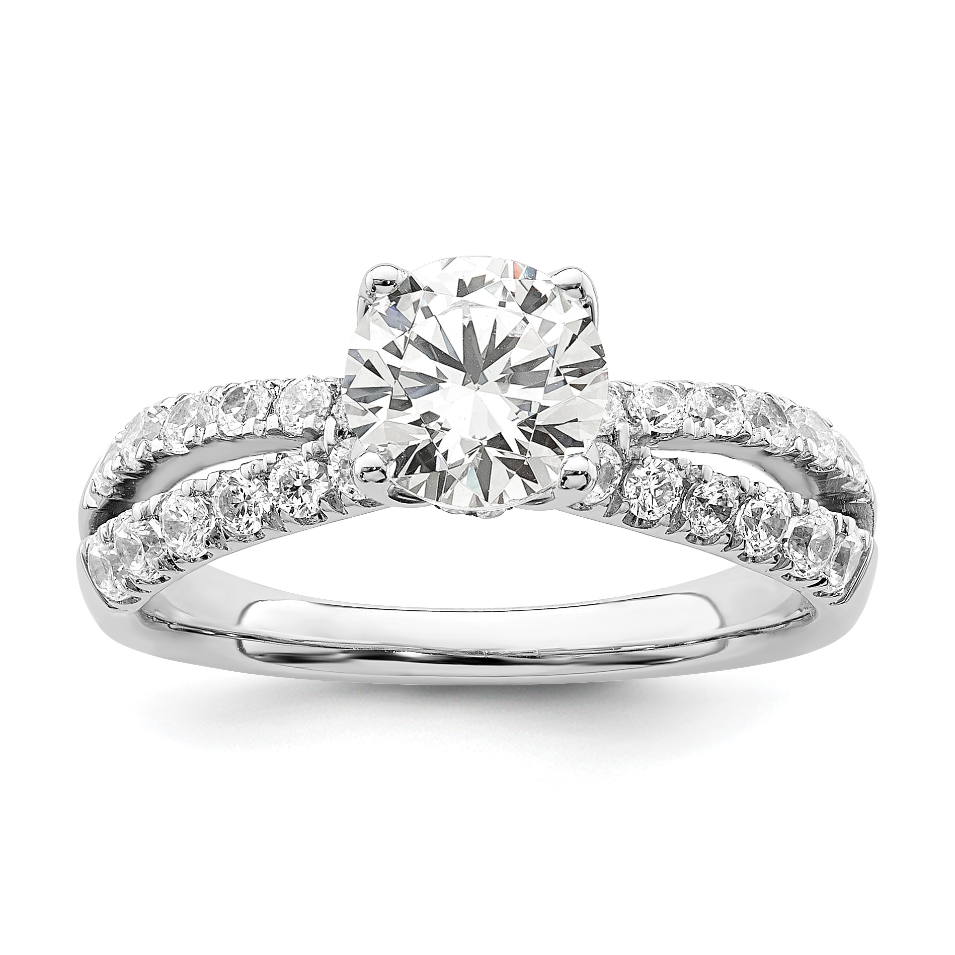 14k White Gold 5/8 carat Lab Grown Diamond VS/SI+ G+ 1 carat Center Round Semi Mount Engagement Ring (RM7991E-100-WLG)