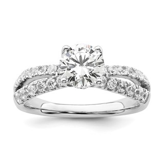 14k White Gold 5/8 carat Lab Grown Diamond VS/SI+ G+ 1 carat Center Round Semi Mount Engagement Ring