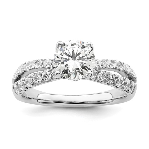 14k White Gold 5/8 carat Lab Grown Diamond VS/SI+ G+ 1 carat Center Round Semi Mount Engagement Ring