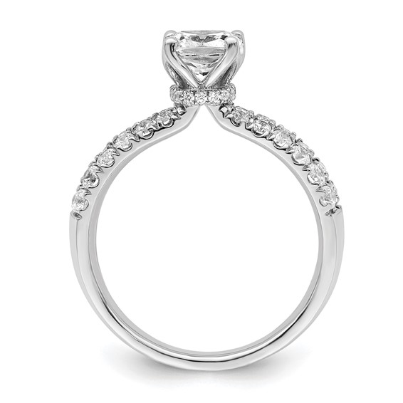 14k White Gold 5/8 carat Lab Grown Diamond VS/SI+ G+ 1 carat Center Cushion Semi Mount Engagement Ring