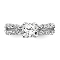 14K White Gold 0.62 Carat Lab Grown Diamond VS SI+ G+ 1 Carat Center Cushion Semi Mount Engagement Ring view 5