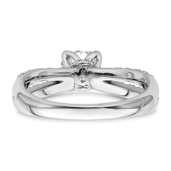 14k White Gold 5/8 carat Lab Grown Diamond VS/SI+ G+ 1 carat Center Cushion Semi Mount Engagement Ring