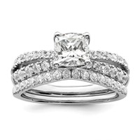 14K White Gold 0.62 Carat Lab Grown Diamond VS SI+ G+ 1 Carat Center Cushion Semi Mount Engagement Ring view 4