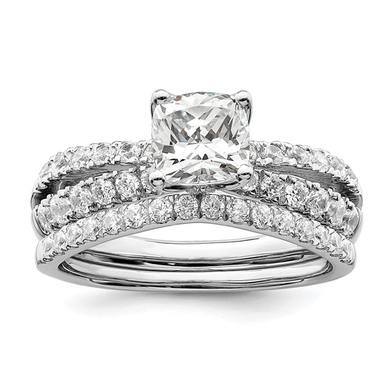 14k White Gold 5/8 carat Lab Grown Diamond VS/SI+ G+ 1 carat Center Cushion Semi Mount Engagement Ring