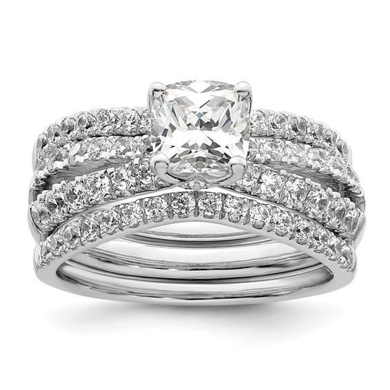 14k White Gold 5/8 carat Lab Grown Diamond VS/SI+ G+ 1 carat Center Cushion Semi Mount Engagement Ring