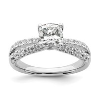 14K White Gold 0.62 Carat Lab Grown Diamond VS SI+ G+ 1 Carat Center Cushion Semi Mount Engagement Ring view 1