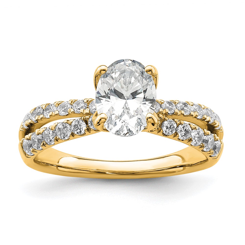 14K Yellow Gold 1.62 Carat Lab Grown Diamond VS+ F+ Oval Complete Engagement Ring
