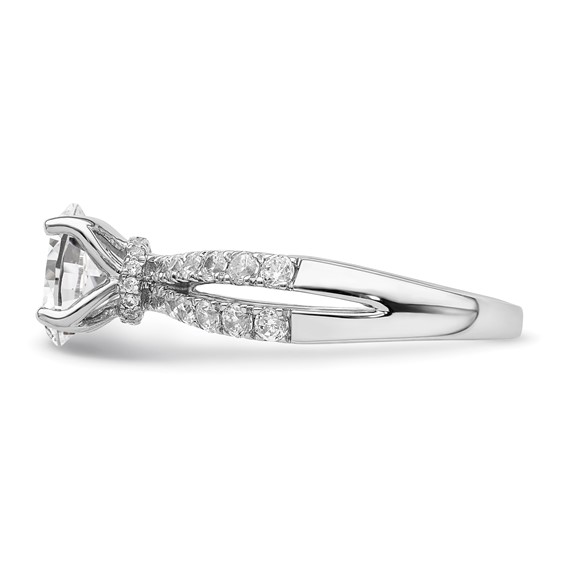 14k White Gold 5/8 carat Lab Grown Diamond VS/SI+ G+ 1 carat Center Oval Semi Mount Engagement Ring