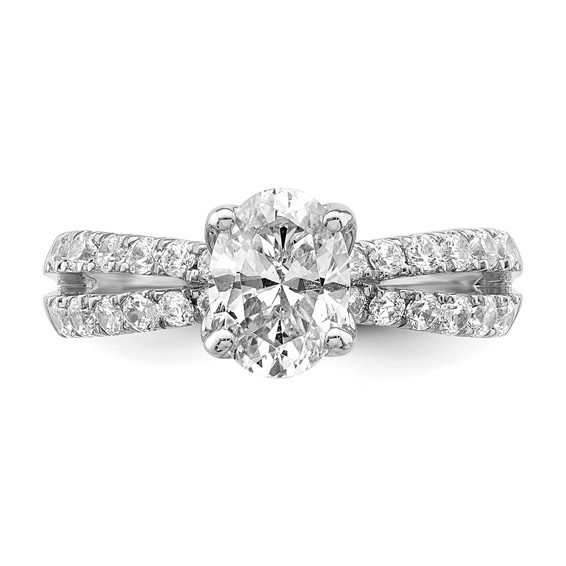 14k White Gold 5/8 carat Lab Grown Diamond VS/SI+ G+ 1 carat Center Oval Semi Mount Engagement Ring