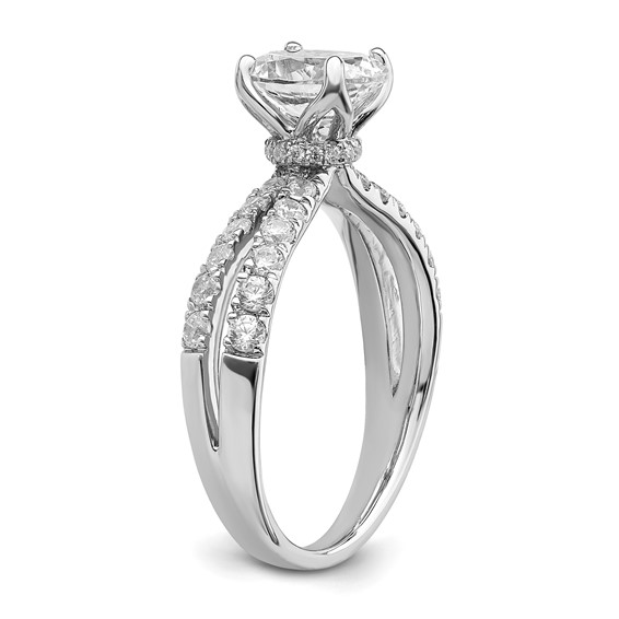 14k White Gold 5/8 carat Lab Grown Diamond VS/SI+ G+ 1 carat Center Oval Semi Mount Engagement Ring