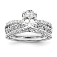 14K White Gold 0.62 Carat Lab Grown Diamond VS SI+ G+ 1 Carat Center Oval Semi Mount Engagement Ring view 4