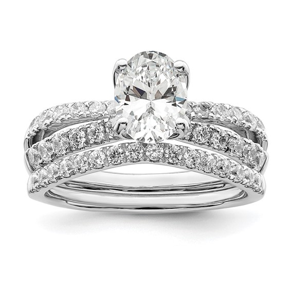 14k White Gold 5/8 carat Lab Grown Diamond VS/SI+ G+ 1 carat Center Oval Semi Mount Engagement Ring