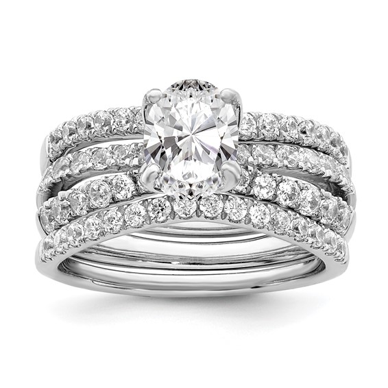 14k White Gold 5/8 carat Lab Grown Diamond VS/SI+ G+ 1 carat Center Oval Semi Mount Engagement Ring