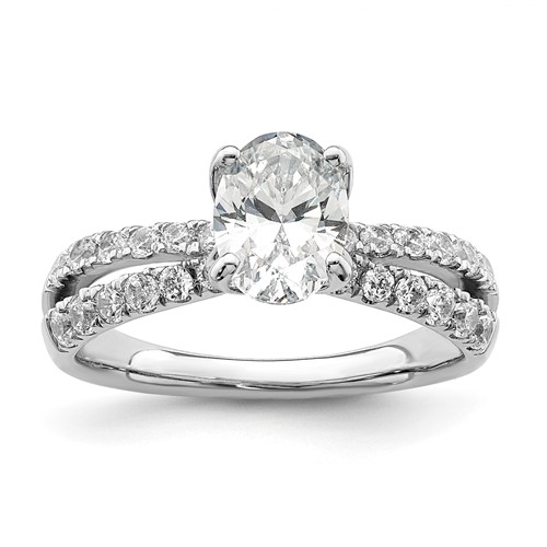 14K White Gold 0.62 Carat Lab Grown Diamond VS+ F+ 2 Carat Oval Center Semi Mount Engagement Ring
