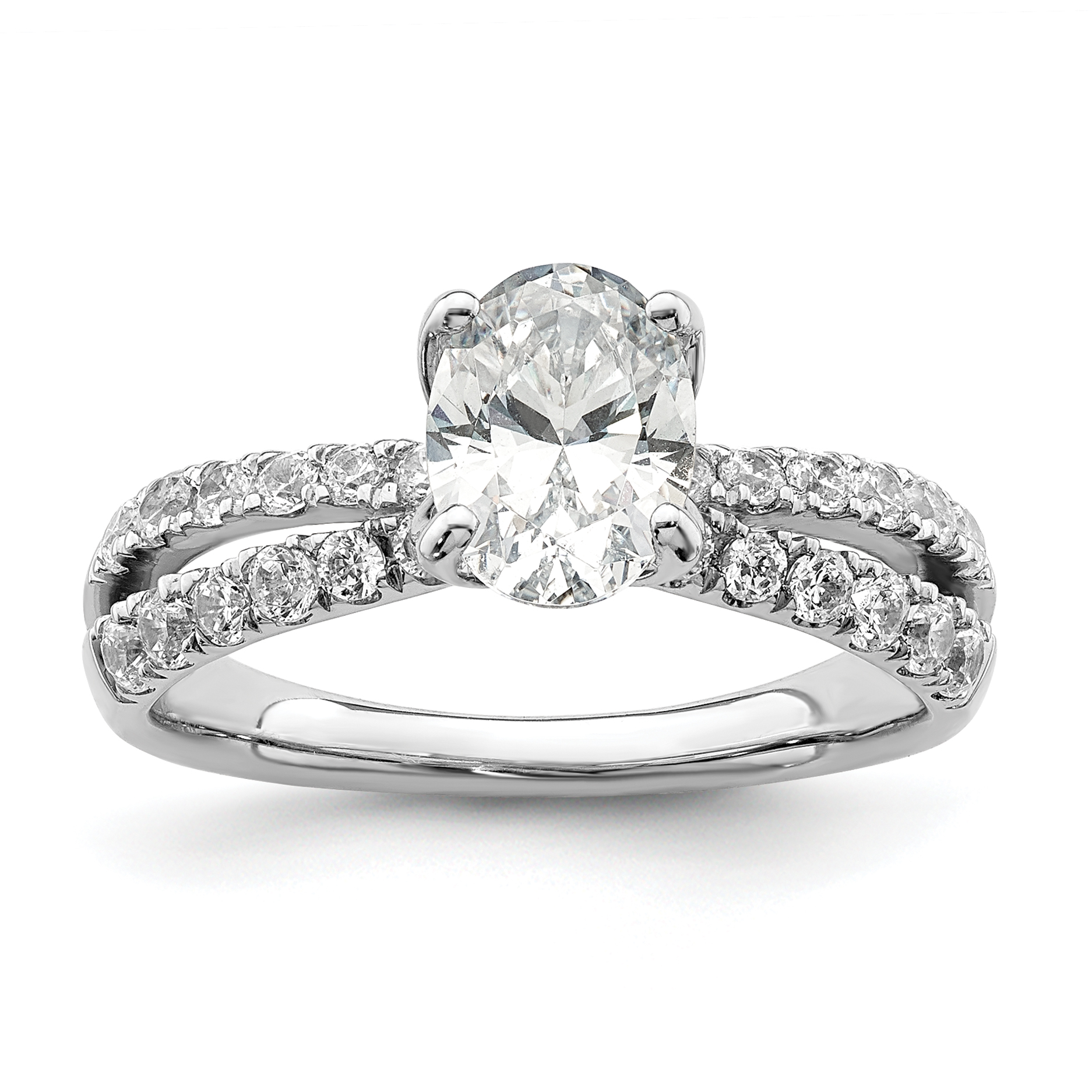 14k White Gold 5/8 carat Lab Grown Diamond VS/SI+ G+ 1 carat Center Oval Semi Mount Engagement Ring (RM7993E-100-WLG)